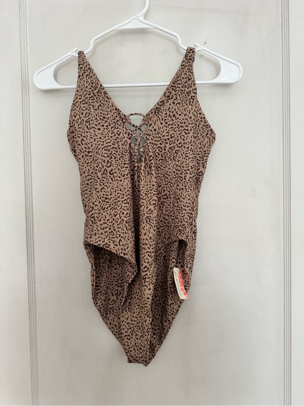 Free people Leopard Print Lace-Up One-Piece Swimsuit - Brown